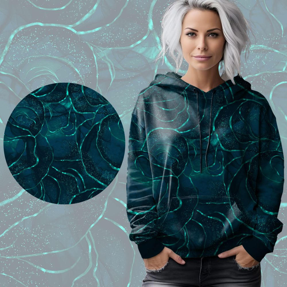 Bio French Terry mit Überbreite (Stoffbreite ca. 180 cm): Eigenproduktion Magical Teal  - von Graustufen-Stoffe